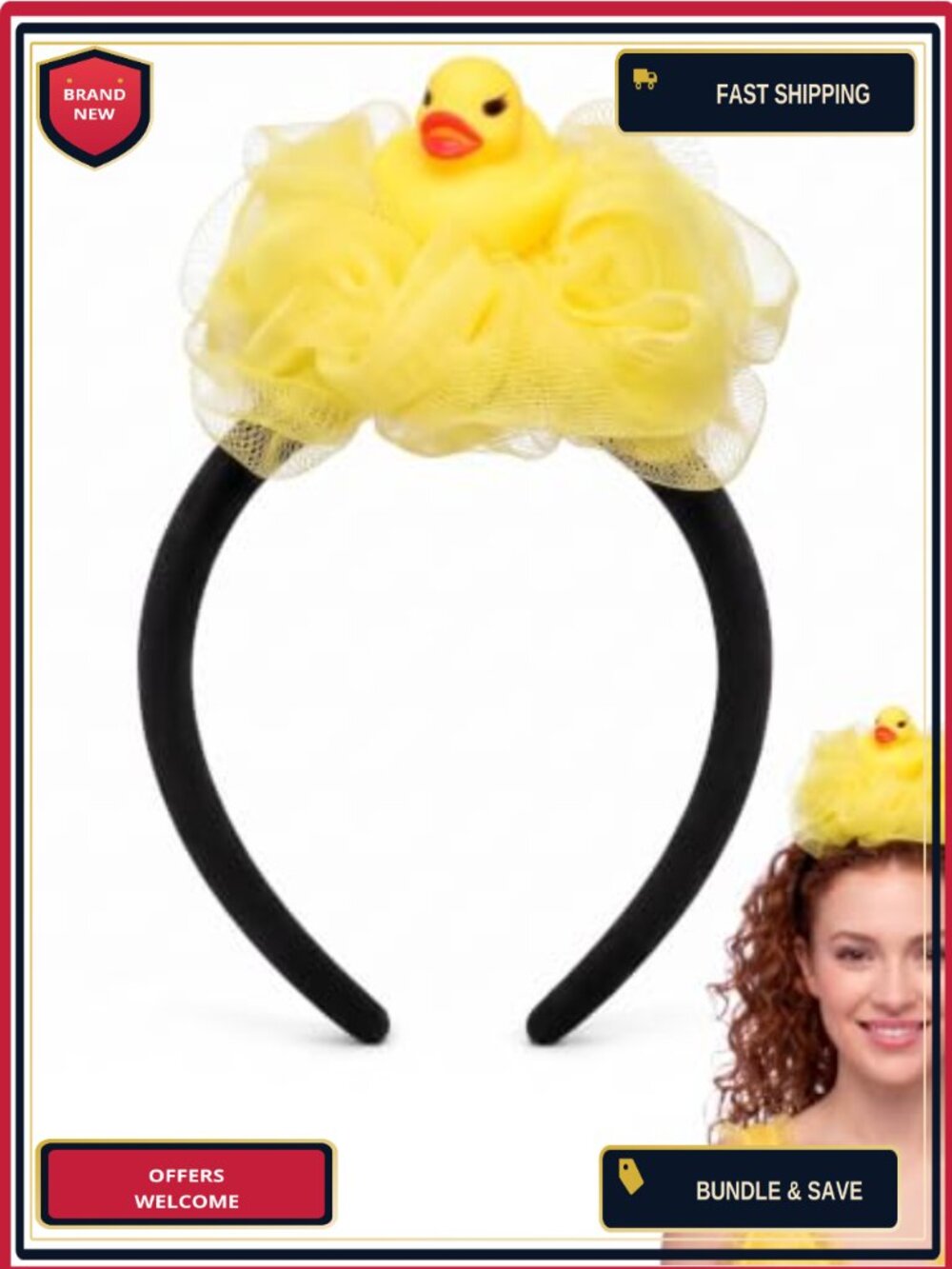 Halloween Duck Loofah Headband Adult One Size Costume Accessory